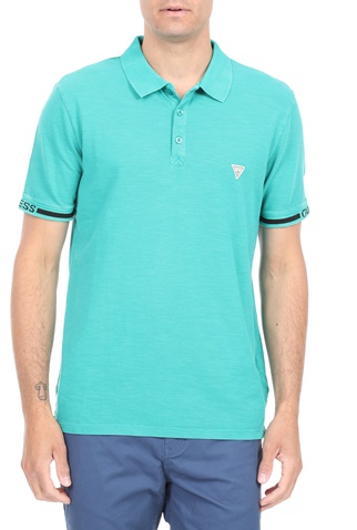 GUESS-Ανδρική polo μπλούζα GUESS GEOFF πράσινη