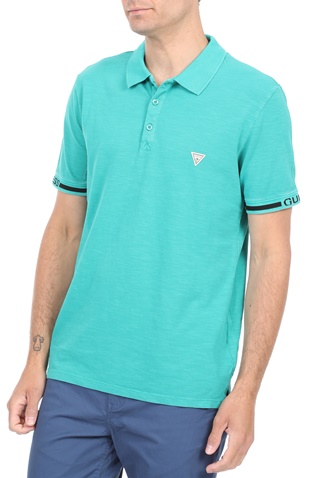 GUESS-Ανδρική polo μπλούζα GUESS GEOFF πράσινη