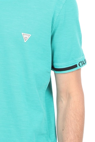 GUESS-Ανδρική polo μπλούζα GUESS GEOFF πράσινη