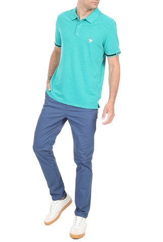 GUESS-Ανδρική polo μπλούζα GUESS GEOFF πράσινη