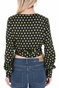 GUESS-Γυναικείο τοπ GUESS GLADYS μαύρο κίτρινο