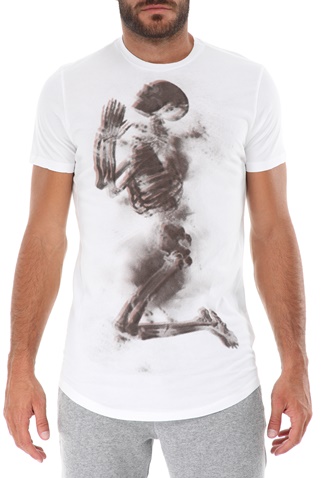 RELIGION-Ανδρικό t-shirt RELIGION HALFTONE SKELETON λευκό