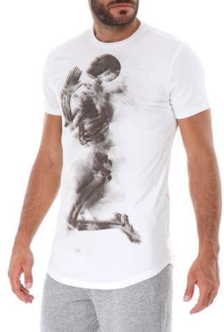 RELIGION-Ανδρικό t-shirt RELIGION HALFTONE SKELETON λευκό