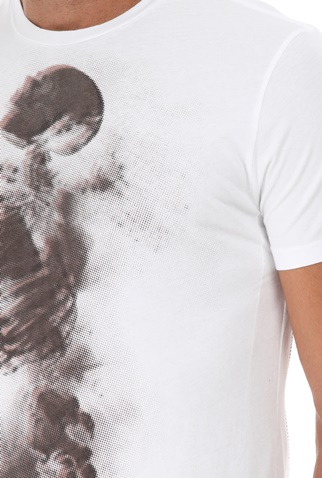 RELIGION-Ανδρικό t-shirt RELIGION HALFTONE SKELETON λευκό