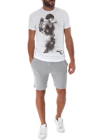 RELIGION-Ανδρικό t-shirt RELIGION HALFTONE SKELETON λευκό