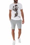 RELIGION-Ανδρικό t-shirt RELIGION HALFTONE SKELETON λευκό