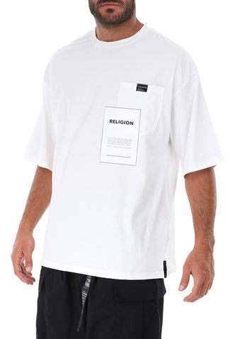 RELIGION-Ανδρικό t-shirt RELIGION OVER LAY λευκό