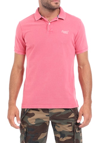 SUPERDRY-Ανδρική polo μπλούζα SUPERDRY D2 VINTAGE ροζ