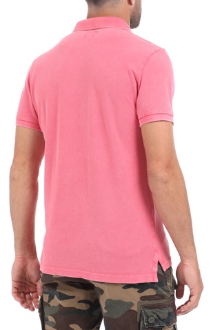 SUPERDRY-Ανδρική polo μπλούζα SUPERDRY D2 VINTAGE ροζ