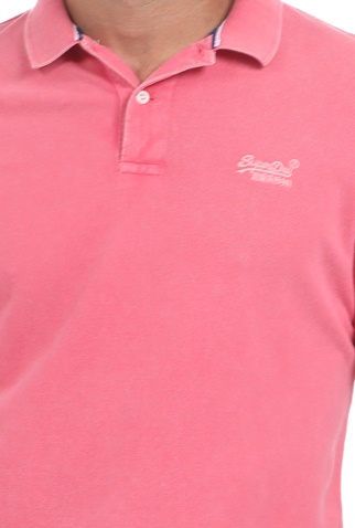 SUPERDRY-Ανδρική polo μπλούζα SUPERDRY D2 VINTAGE ροζ
