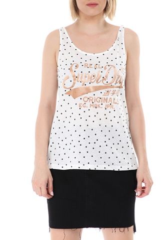 SUPERDRY-Γυναικείο top SUPERDRY D1 RO DOT AOP CLASSIC VEST λευκό μαύρο