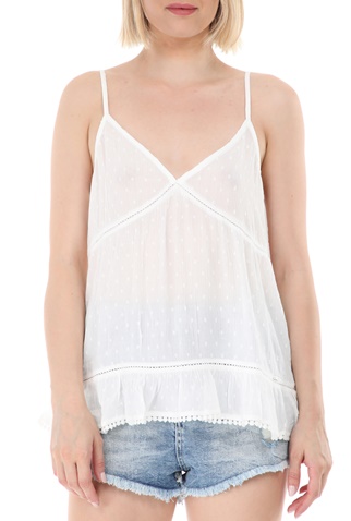 SUPERDRY-Γυναικείο τοπ SUPERDRY D2 SUMMER LACE CAMI λευκό