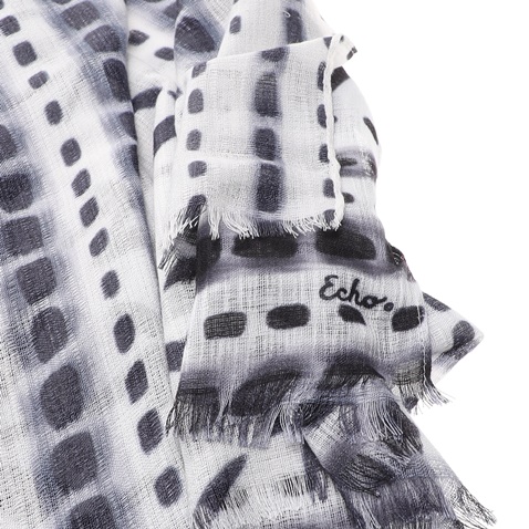ECHO-Γυναικείο μαντήλι ECHO SHIBORI PAREO SCARF λευκό μαύρο