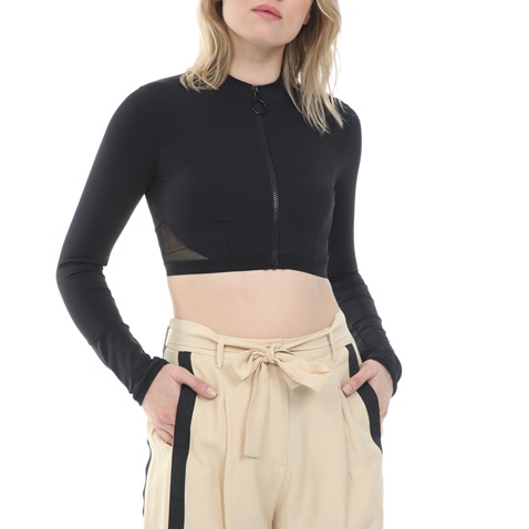 STELLA MCCARTNEY-Γυναικείο cropped top μαγιό STELLA MCCARTNEY SHORT RASHGUARD μαύρο