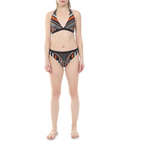 BALMAIN-Γυναικείο μαγιό μπικίνι BALMAIN TRIANGLE W/BRIEF RAY PRINT μαύρο πορτοκαλί