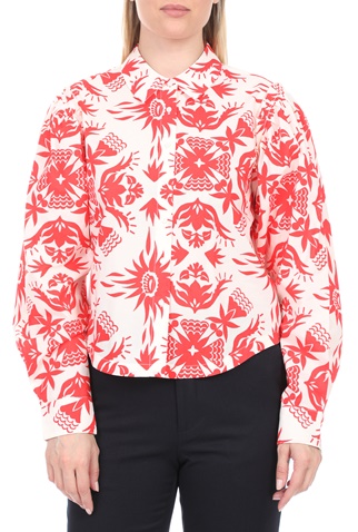 SCOTCH & SODA-Γυναικείο cropped πουκάμισο SCOTCH & SODA λευκό κόκκινο