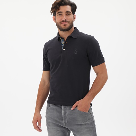 TRUSSARDI-Ανδρική polo μπλούζα TRUSSARDI E101 SALISBURGO μπλε ναυτικό