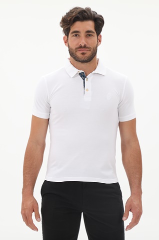TRUSSARDI-Ανδρική polo μπλούζα TRUSSARDI E101 SALISBURGO λευκή