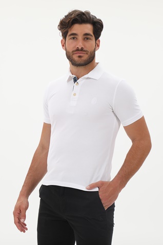 TRUSSARDI-Ανδρική polo μπλούζα TRUSSARDI E101 SALISBURGO λευκή
