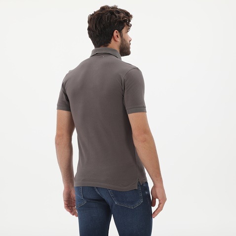 TRUSSARDI-Ανδρική polo μπλούζα TRUSSARDI E101 SALISBURGO καφέ