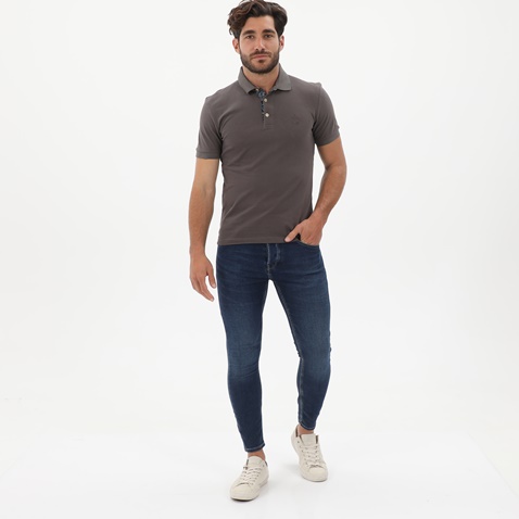 TRUSSARDI-Ανδρική polo μπλούζα TRUSSARDI E101 SALISBURGO καφέ