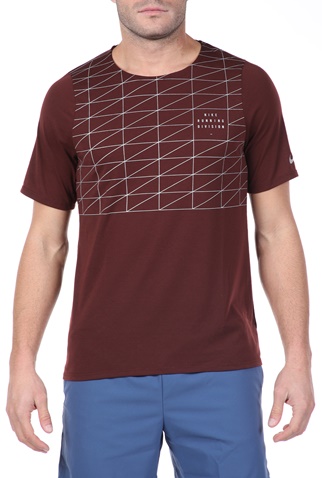 NIKE-Ανδρική μπλούζα NΙKΕ RN DV RISE 365 SS GX FLSH μπορντό ασημί