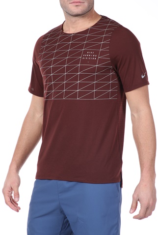 NIKE-Ανδρική μπλούζα NΙKΕ RN DV RISE 365 SS GX FLSH μπορντό ασημί