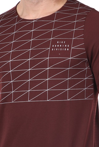 NIKE-Ανδρική μπλούζα NΙKΕ RN DV RISE 365 SS GX FLSH μπορντό ασημί