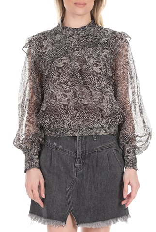 FREE PEOPLE COLLECTION-Γυναικείο μακρυμάνικο τοπ FREE PEOPLE ROMA μαύρο με μοτίβο