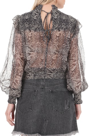 FREE PEOPLE COLLECTION-Γυναικείο μακρυμάνικο τοπ FREE PEOPLE ROMA μαύρο με μοτίβο