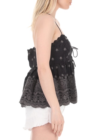 FREE PEOPLE COLLECTION-Γυναικείο τοπ FREE PEOPLE JENNA EMBROIDERED μαύρο