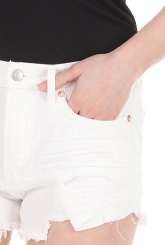 FREE PEOPLE COLLECTION-Γυναικείο jean σορτς FREE PEOPLE LOVING GOOD VIBRATIONS λευκό