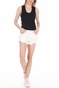 FREE PEOPLE COLLECTION-Γυναικείο jean σορτς FREE PEOPLE LOVING GOOD VIBRATIONS λευκό
