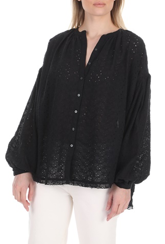 FREE PEOPLE COLLECTION-Γυναικεία πουκαμίσα FREE PEOPLE MADDISON EYELET μαύρη