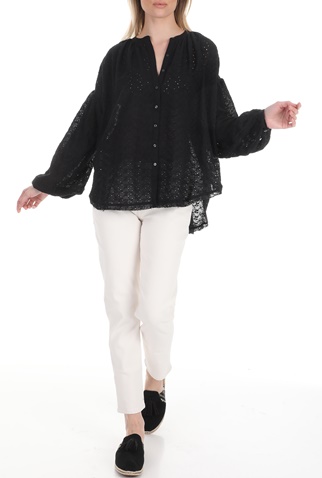 FREE PEOPLE COLLECTION-Γυναικεία πουκαμίσα FREE PEOPLE MADDISON EYELET μαύρη