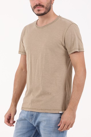 GABBA-Ανδρικό t-shirt GABBA Konrad Straight Slub μπεζ χακί