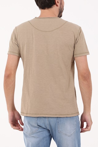 GABBA-Ανδρικό t-shirt GABBA Konrad Straight Slub μπεζ χακί