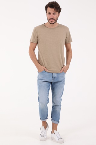 GABBA-Ανδρικό t-shirt GABBA Konrad Straight Slub μπεζ χακί