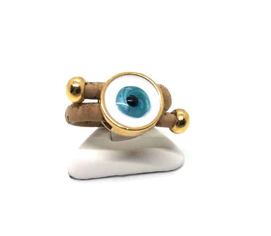 APOXYLO-Γυναικείο δαχτυλίδι APOXYLO 962 EYE BLUE μπλε λευκό σμάλτο