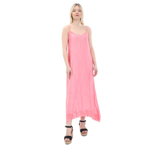 ONESEASON-Γυναικείο maxi φόρεμα ONESEASON ANTOINETTE SLIP DRESS ροζ