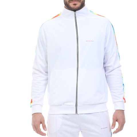 WHY NOT-Ανδρική φούτερ ζακέτα WHY NOT SWEAT MULTICOLOR λευκή