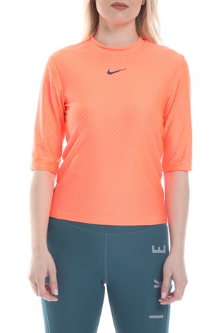 NIKE-Γυναικείο top NIKE NSW ICN CLSH TOP SS MESH πορτοκαλί