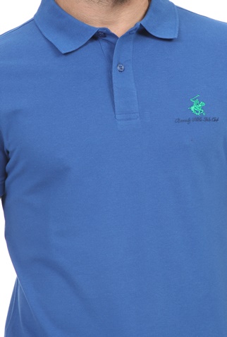 BEVERLY HILLS POLO CLUB-Ανδρική polo μπλούζα BEVERLY HILLS POLO CLUB μπλε