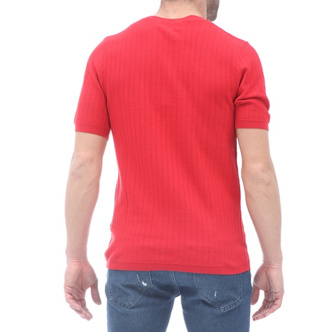 CR7-Ανδρική πλεκτή μπλούζα CR7 Casual Smart Sweater-Slim κόκκινη