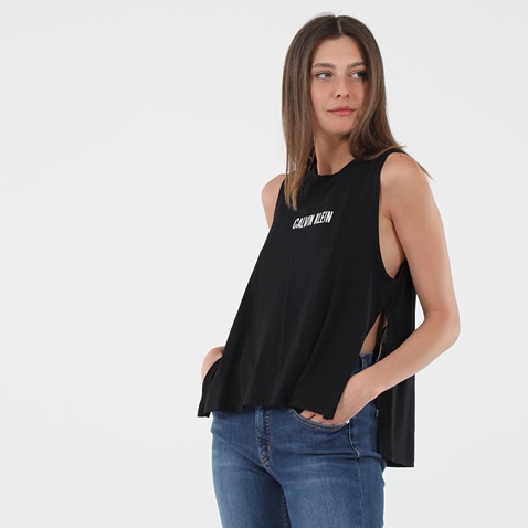 CALVIN KLEIN JEANS-Γυναικείο αμάνικο top CALVIN KLEIN JEANS KW0KW01009 μαύρο
