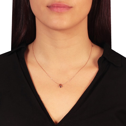 JEWELTUDE-Γυναικείο ασημένιο κοντό κολιέ JEWELTUDE 12366 ροζ επιχρυσωμένο