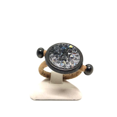 APOXYLO-Γυναικείο δαχτυλίδι APOXYLO 963 BLACK NICKEL SWAROVSKI μαύρο