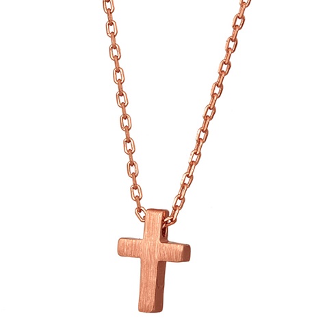 JEWELTUDE-Γυναικείο ασημένιο κοντό κολιέ JEWELTUDE 10022 ρόζ επιχρυσωμένο
