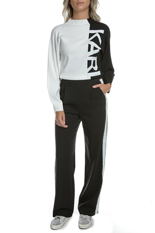 KARL LAGERFELD-Γυναικείο παντελόνι KARL LAGERFELD Cady Pants W/ Logo Tape μαύρο