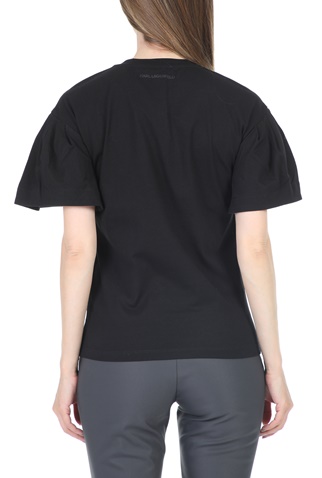 KARL LAGERFELD-Γυναικείο t-shirt KARL LAGERFELD Puffy Sleeve μαύρο